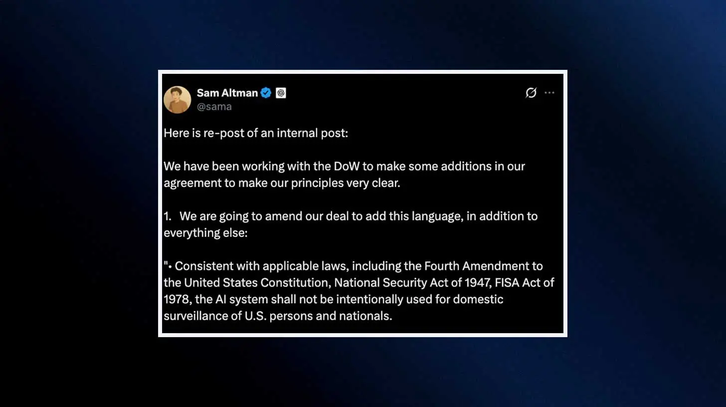 🪖 遭强烈反对后，OpenAI撤回五角大楼合作细节