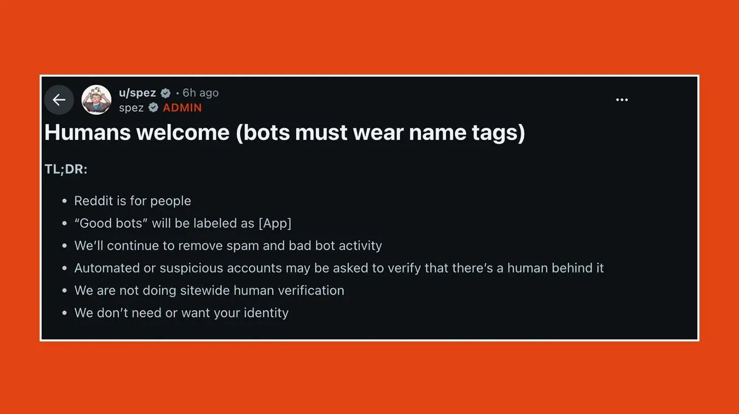 🤖 Reddit对AI机器人的打击行动跳过了身份检查