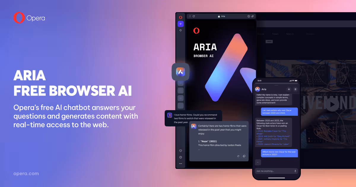 Aria browser AI